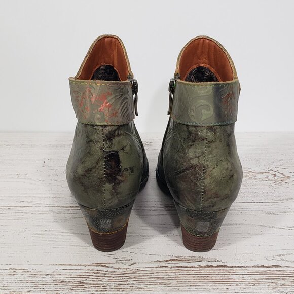 Spring Step L'Artiste Mottled Green Heeled Booties Best Love Size 41 (US 9.5) - Picture 6 of 8